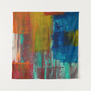 TENTURE ROUGE JAUNE BLEU ET BLANC PEINTURE ABSTRAITE