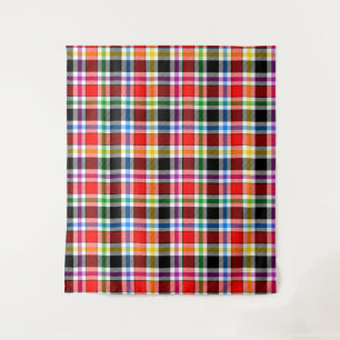 Tenture Rouge Noir Multicolore Flannel Plaid Tartan Design