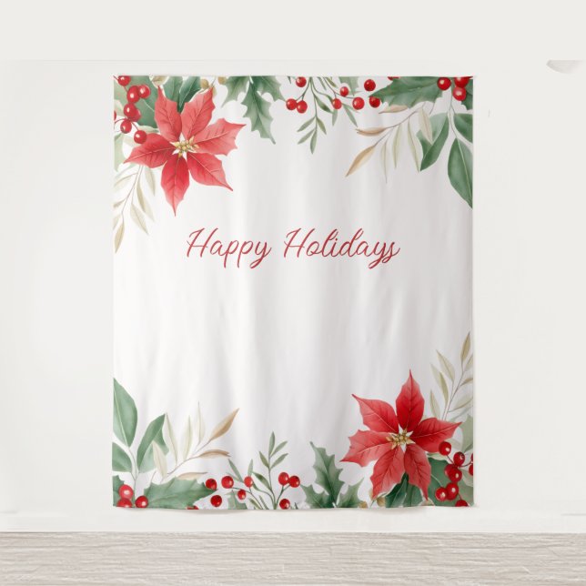 Tenture Rouge Poinsettia Noël (Devant)