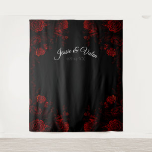 Tenture Rouge profond Floral Élégant Mariage gothique