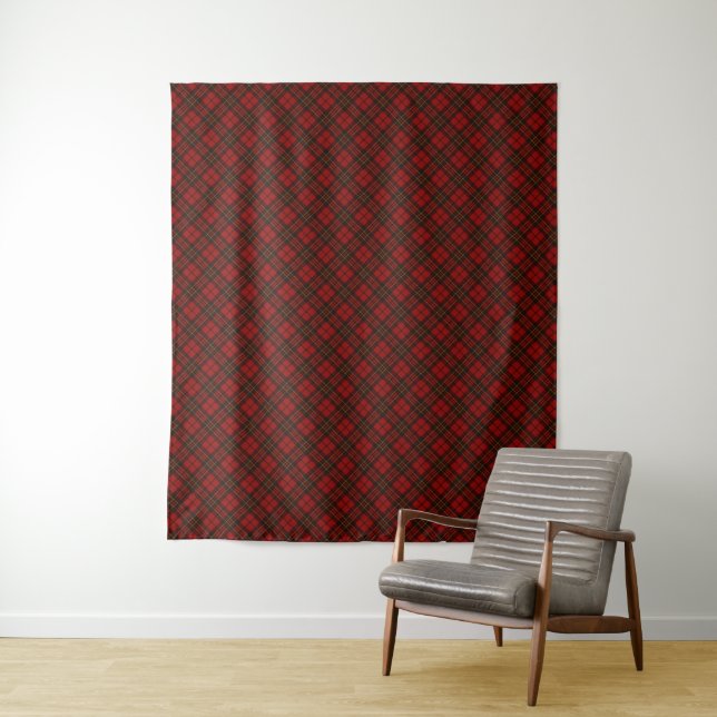 Tenture Rouge tartan Noël plaid vacances hiver motif (En situation)