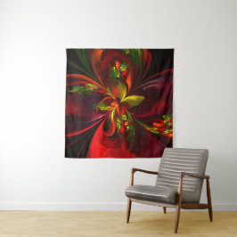 Tenture Rouge vert moderne Floral Abstrait Art Motif #05
