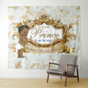 Tenture Royal African Prince Marble Gold & Blue Backdrop