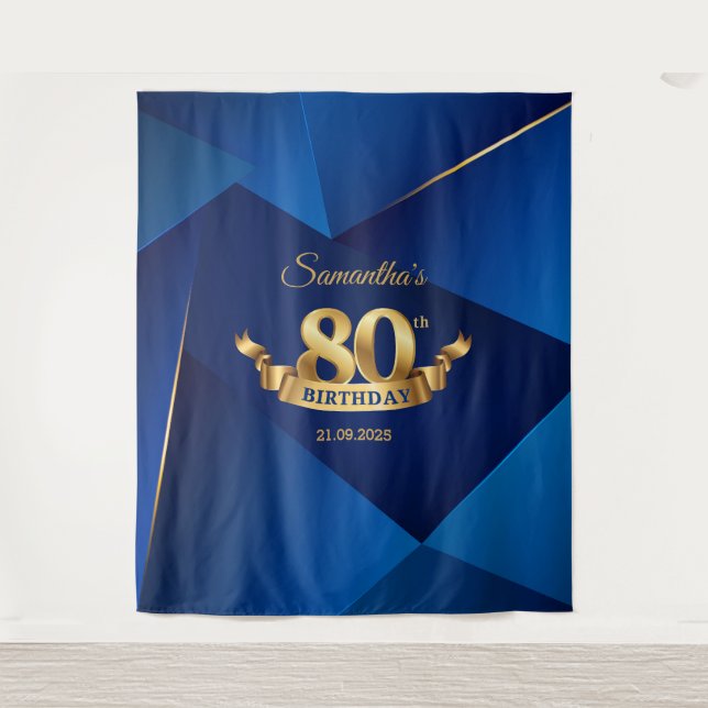 Tenture Royal bleu chic moderne 80e anniversaire toile de  (Devant)