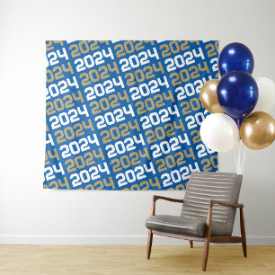 Tenture Royal Blue & Bronze Gold Graduation Backdrop