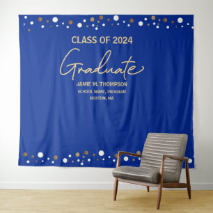 Tenture Royal Blue Gold Class of 2023 backdrop graduation
