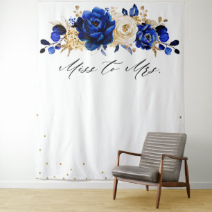 Tenture Royal Blue Gold Metallic Bridal douche manquez à m