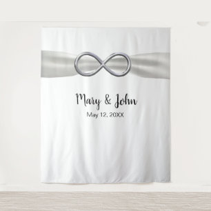Tenture Ruban blanc Argent Infinity Mariage fond