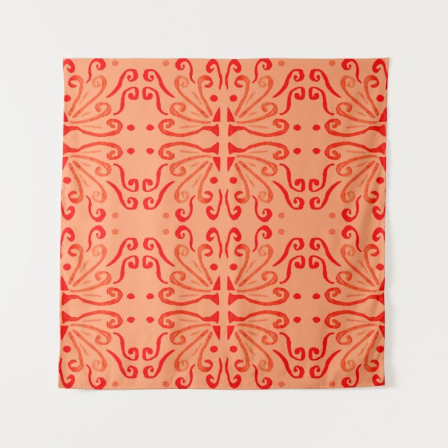Tenture Ruby Floral : Motif géométrique tribal. (Devant)
