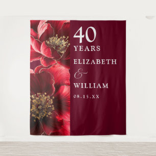 Tenture Ruby Red Floral 40th Anniversary Photo fond