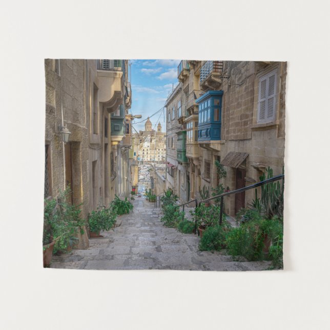 Tenture Rue de pierre étroite à Malte (Devant (Horizontal))