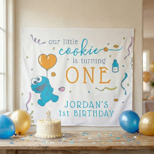 Tenture Rue Sésame   Cookie Monster 1er anniversaire