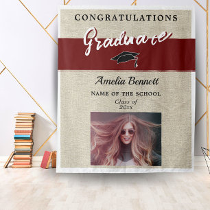Tenture Rustic Red Félicitations Graduation Party Photo