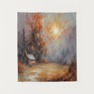 Tenture Rustique Automne Cabine Paysage Automne Art
