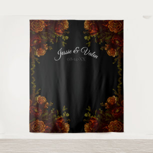 Tenture Rustique Orange Noir Élégant Mariage Invitation