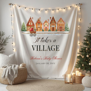 Tenture Rustique Stroller Village Maisons Baby shower d'hi