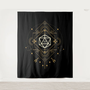 Tenture Sacred D20 dés minimaliste géométrie Tablette RPG