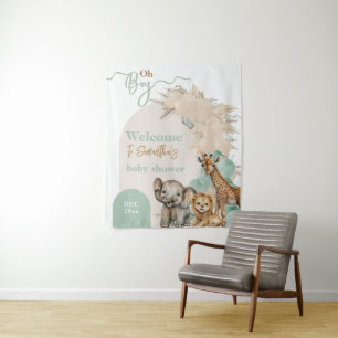 Tenture Safari animal Boho Oh Boy Baby shower Bienvenue