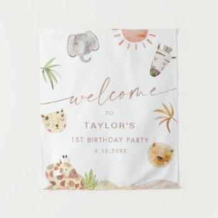 Tenture SAFARI Jungle Animaux Anniversaire Bienvenue