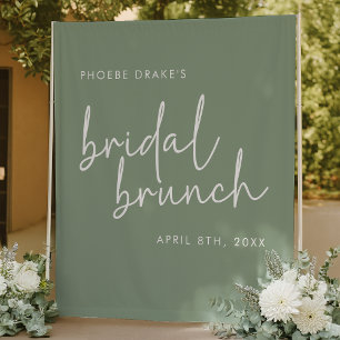 Tenture Sage Minimaliste Script Bridal Brunch fond