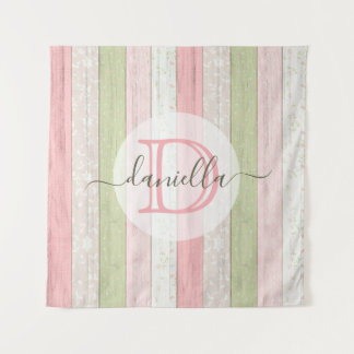 Tenture Sage rustique Vert & Rose Floral Bois Personnalisé