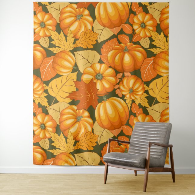 Tenture Saison d'automne Halloween Citrouille Motif (En situation)