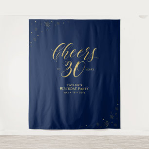 Tenture Salutations à 30 ans Gold & Navy fête d'annivers