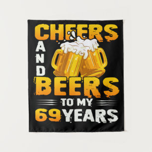 Tenture Salutations Et Bières À Mes 69 Ans 69e Anniversair