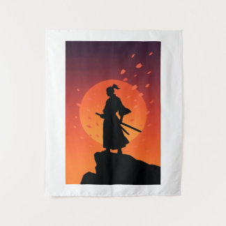 Tenture Samurai Sunset Tapestry – Bold Minimalist Wall Art