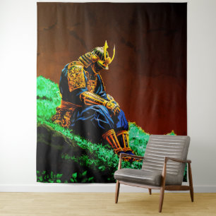Tenture Samurai Warrior en Armoirie d'or - Japonais épique