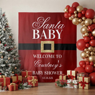 Tenture Santa Baby | Bienvenue à la Baby Shower de Noël