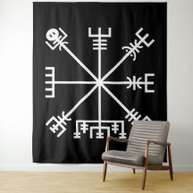 Sceau Vegvisir blanc sur fond noir
