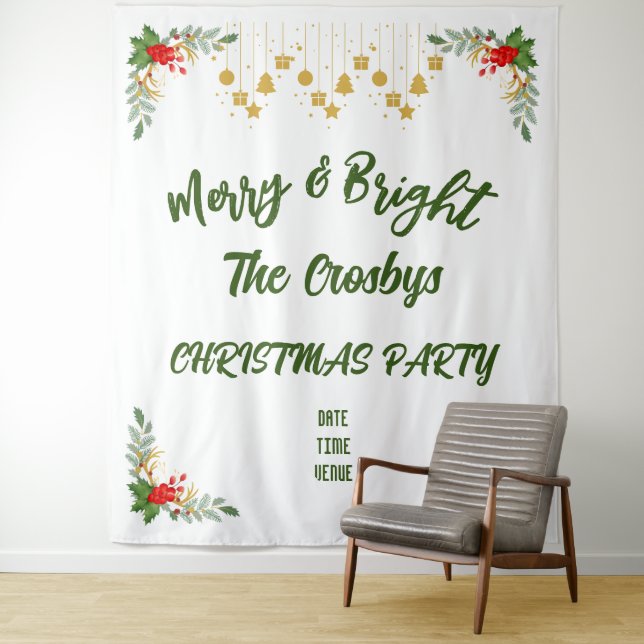 Tenture Scénario personnalisé pour la fête de Noël Merry A (En situation)