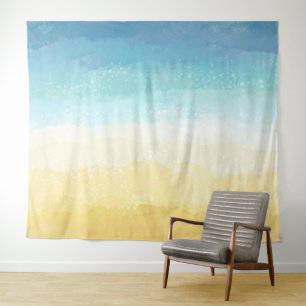 Tenture Scène de plage et d'océan peinte à l'aquarelle