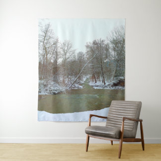 Tenture Scène hivernale de la forêt de Snowy Creek, fond n