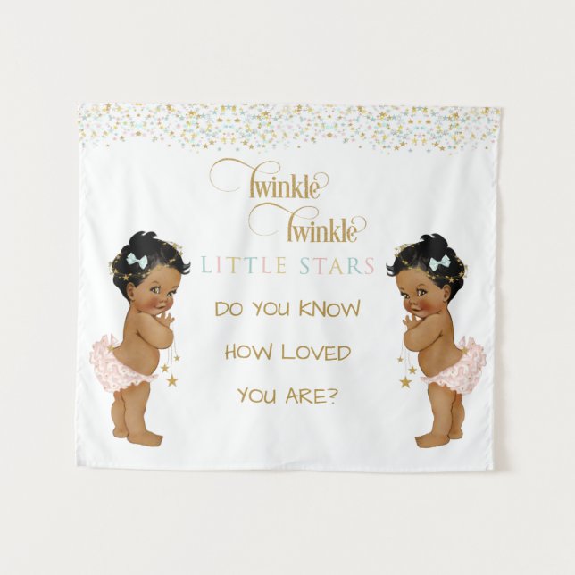 Tenture Scintille Petite Étoile Bébé Filles Jumelles Ethni (Devant (Horizontal))