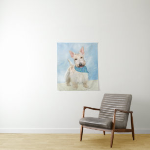 Tenture Scottish Terrier Wheaten Dog Painting Art original