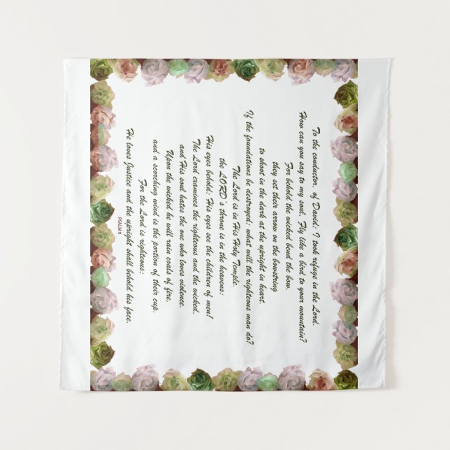 Tenture Scripture, Psaume 11, Green Gray Roses (Devant (Horizontal))