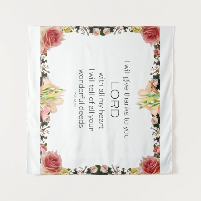 Tenture Scripture Psaume 9, Floral (Devant (Horizontal))