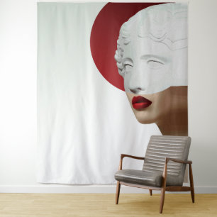 Tenture Sculpture Classique Minimaliste Cercle Rouge Moder