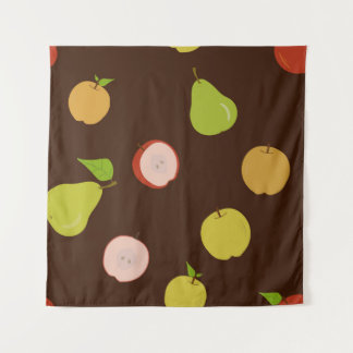 Tenture Seamless pattern with multi-colored apples and pea