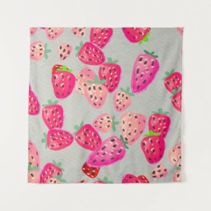 Tenture Seamless pattern with ripe strawberry. Hand drawn