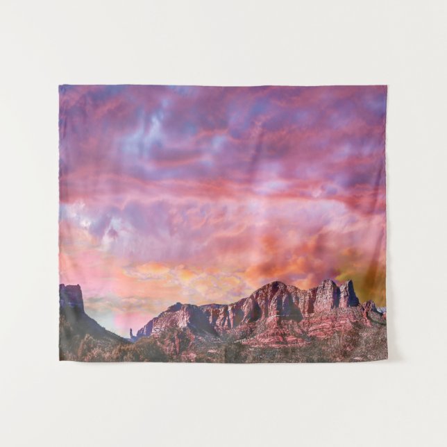 Tenture SEDONA ARIZONA Red Rock Sunset Tapestry (Devant (Horizontal))