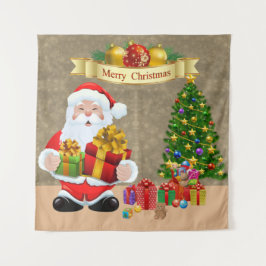 Tenture Selfie Photo Noël Père Noël Tree Enfants