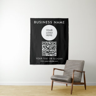 Tenture Séminaire de fêtes Texte Moyen Code QR Logo