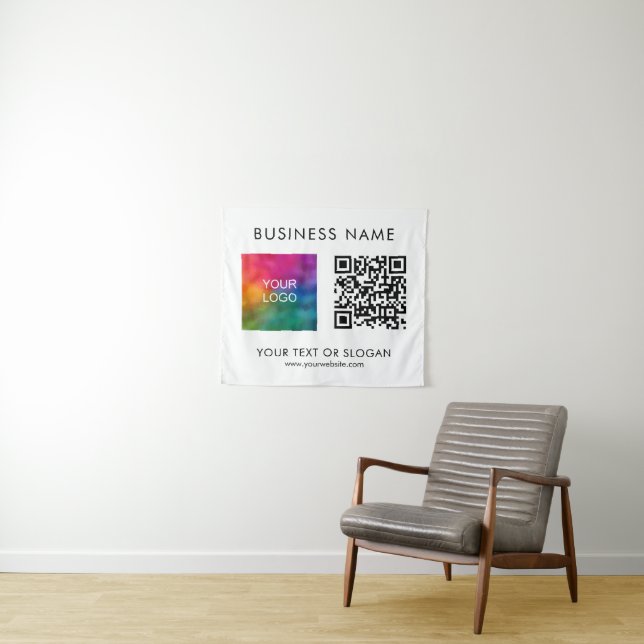 Tenture Séminaire personnalisé Événement QR Code Logo fond (En situation (horizontale))