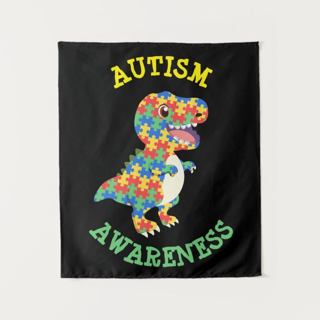 Tenture Sensibilisation sur l'autisme Dinosaures (Devant)