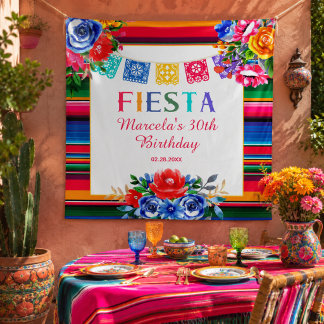 Tenture Serape Mexicain Coloré Floral Fiesta