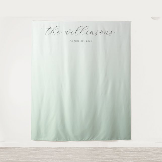 Tenture Serene Mint Gradient Calligraphy (Devant)