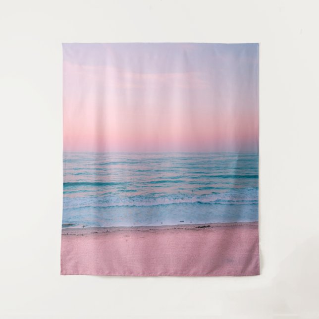 Tenture Serene Sunset | Plage Abstraite Blue Pink Pastel (Devant)